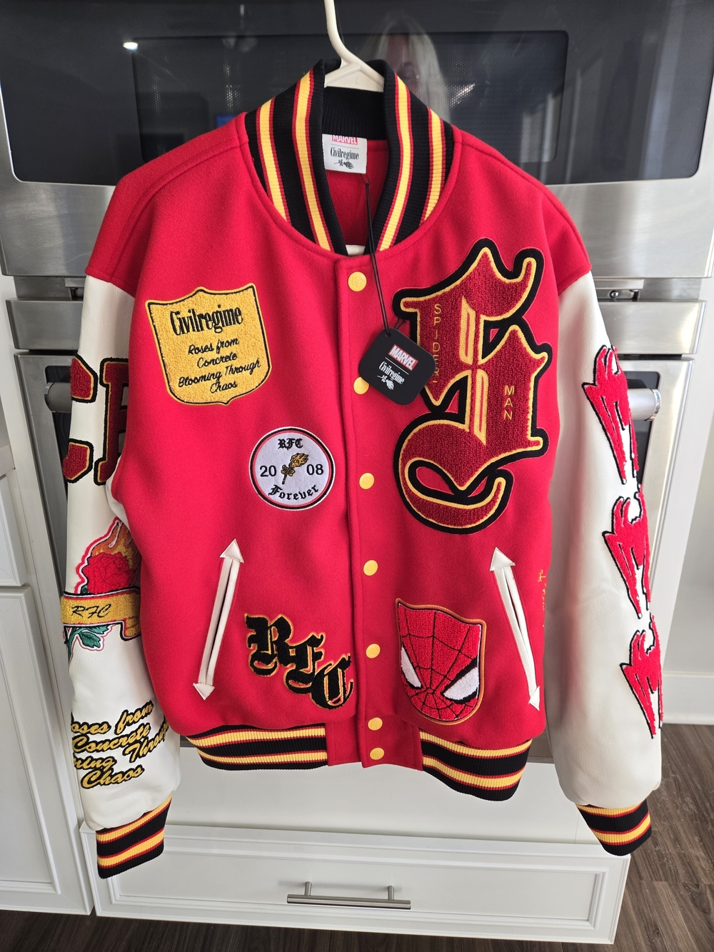 Marvel x Civil Regime Spider-Man Varsity Jacket, Size M, New w/Tags, Limited Ed!